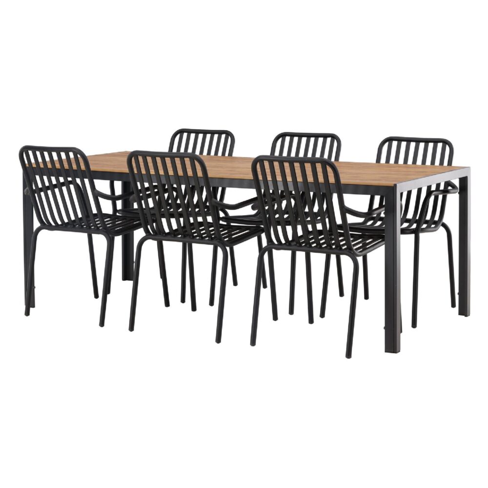 tuinset 6 personen aluminium zwart 200x90 afbeelding 3