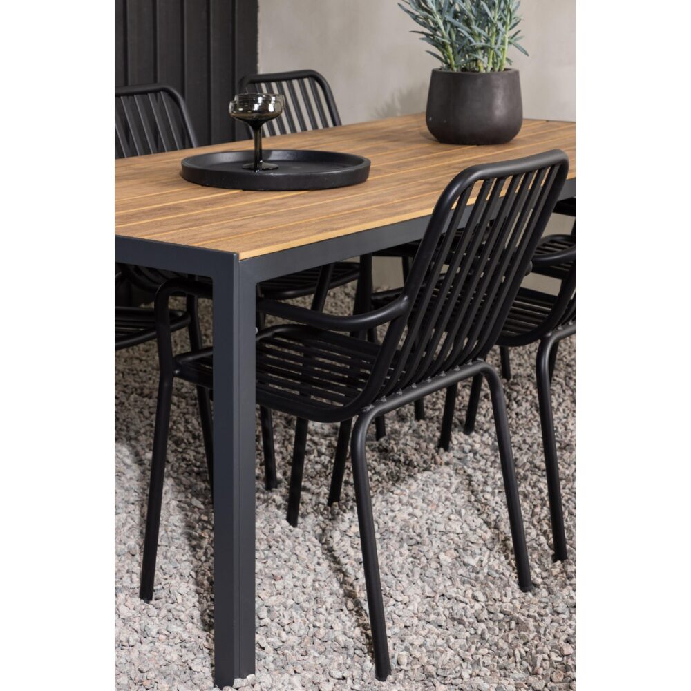 tuinset 6 personen aluminium zwart 200x90 afbeelding 8