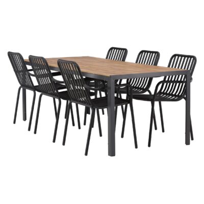 tuinset 6 personen aluminium zwart 200x90 afbeelding 1