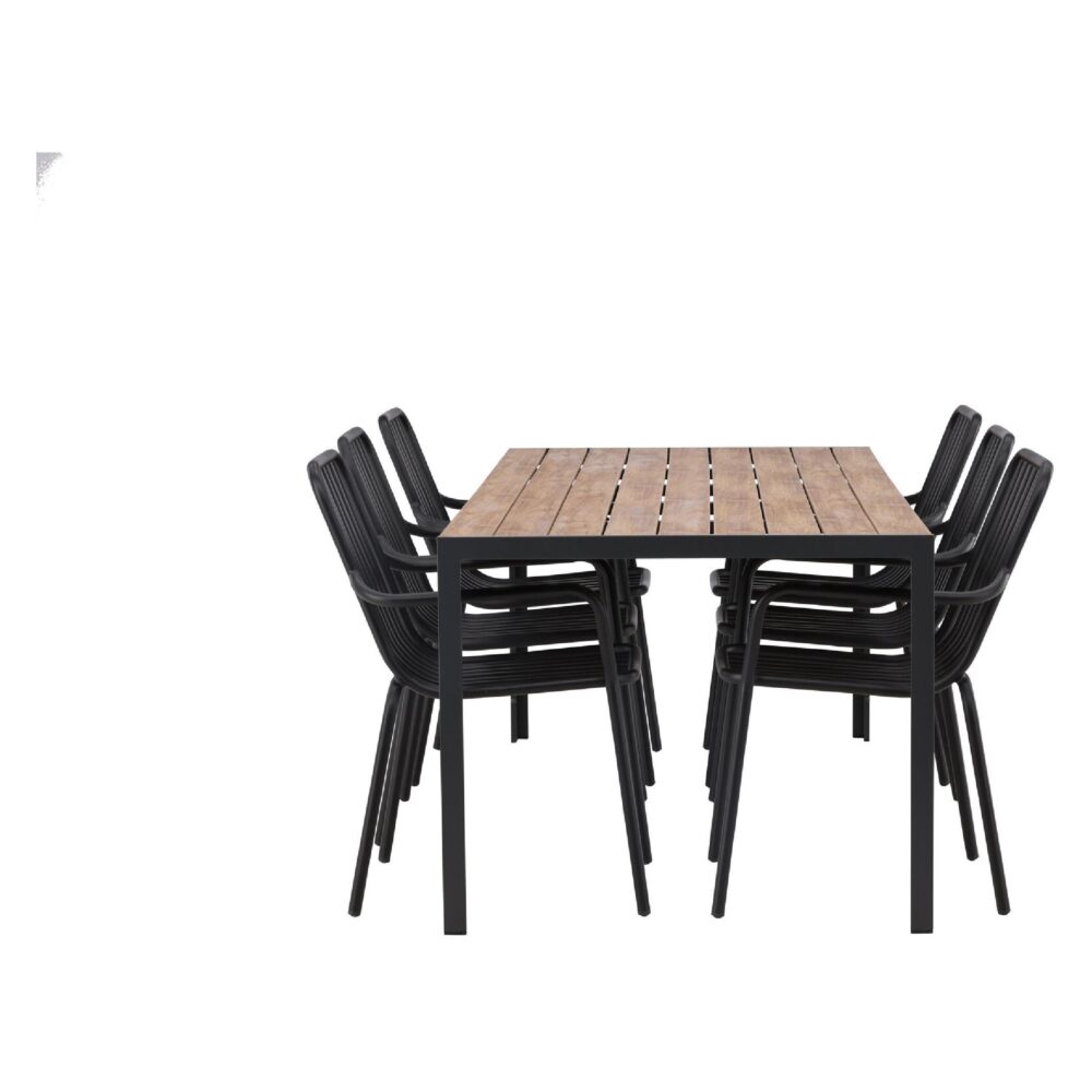 tuinset 6 personen aluminium zwart 200x90 afbeelding 4