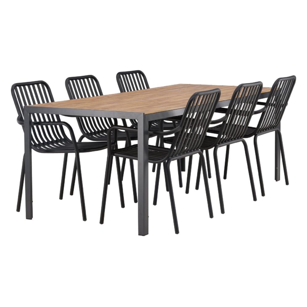 tuinset 6 personen aluminium zwart 200x90 afbeelding 5