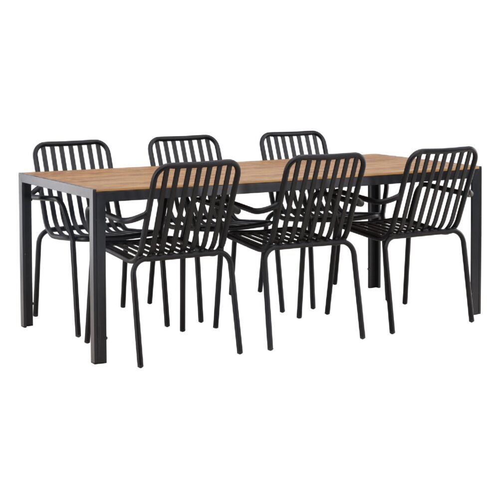 tuinset 6 personen aluminium zwart 200x90 afbeelding 6