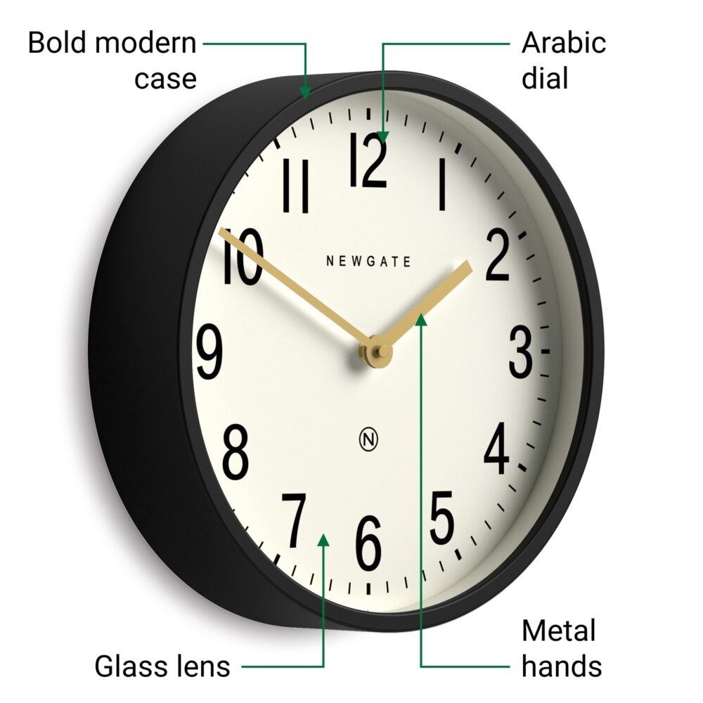 Newgate Master Edwards wall clock in black
