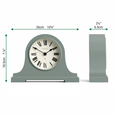 Newgate Broadway mantel clock in asparagus green