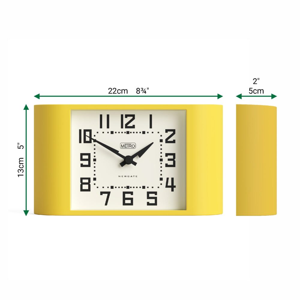 Newgate Mini Metro mantel clock in yellow
