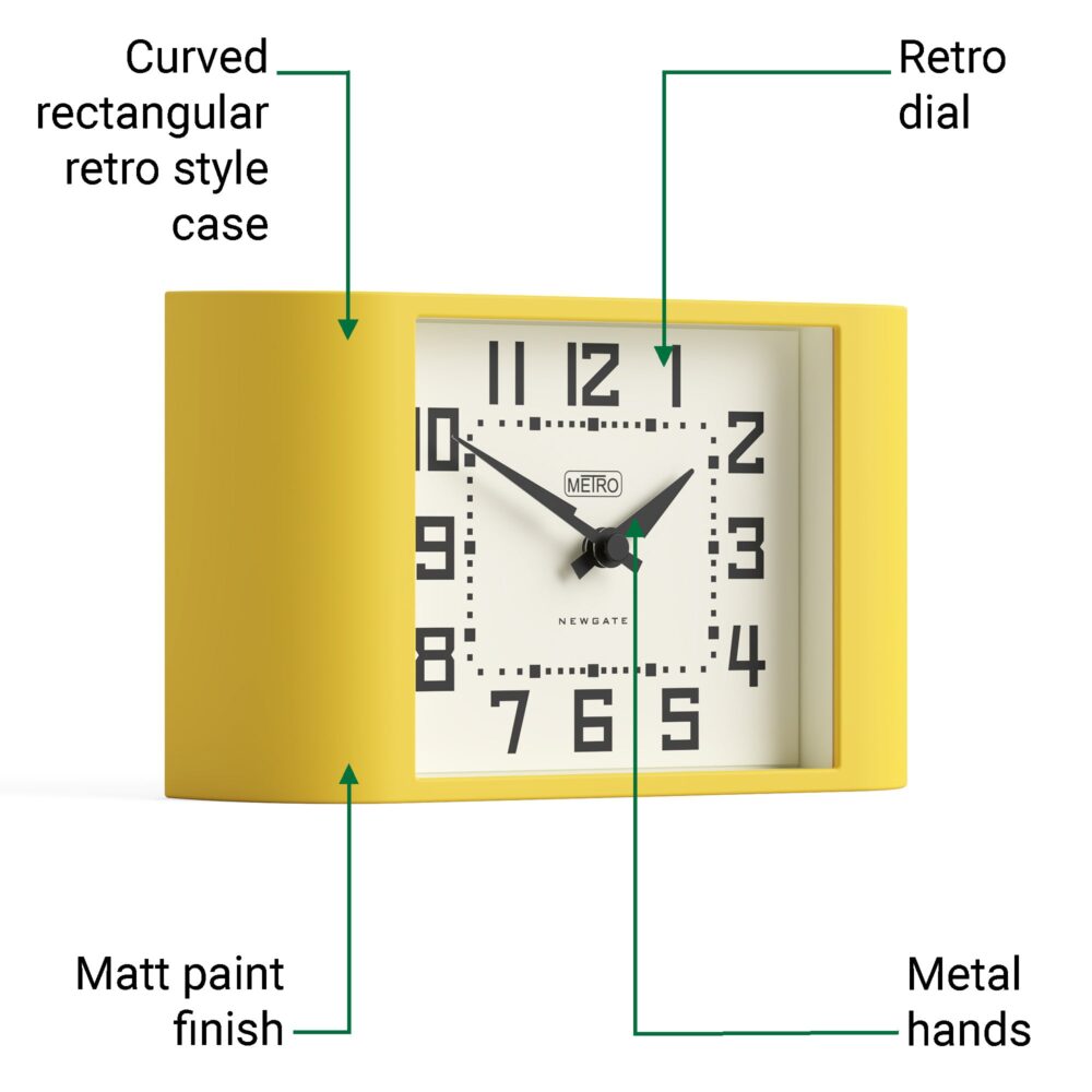 Newgate Mini Metro mantel clock in yellow