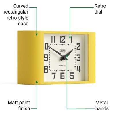 Newgate Mini Metro mantel clock in yellow