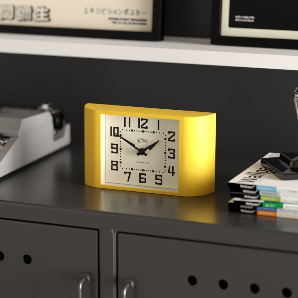Newgate Mini Metro mantel clock in yellow