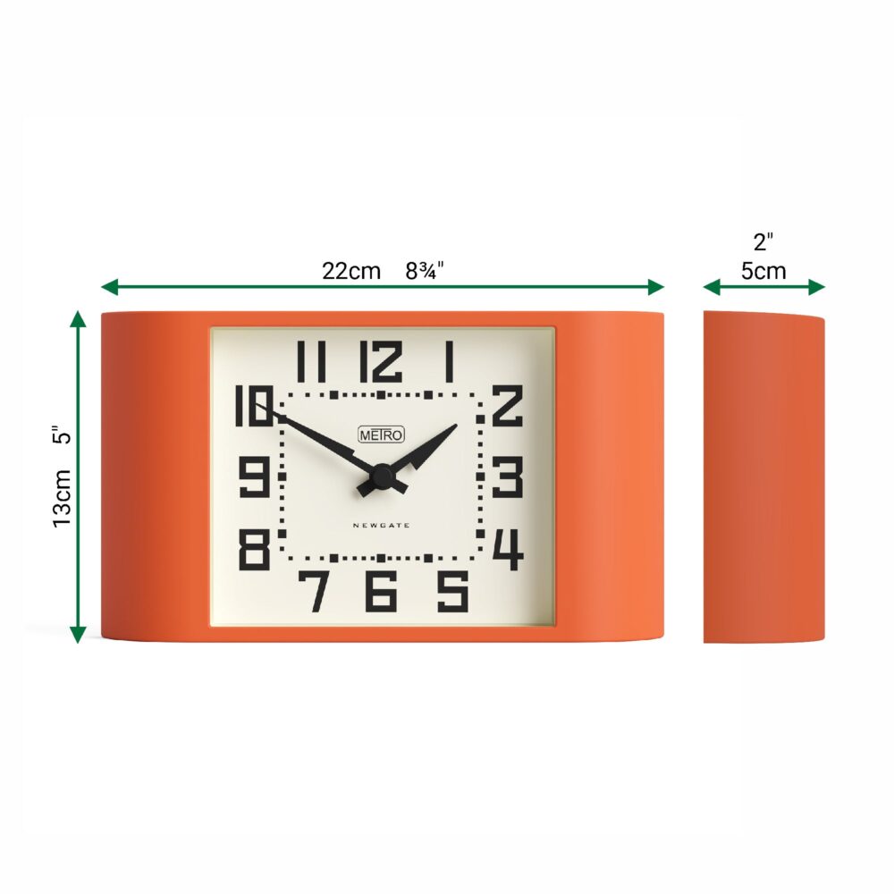 Newgate Mini Metro mantel clock in Pumpkin Orange