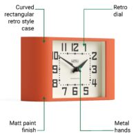 Newgate Mini Metro mantel clock in Pumpkin Orange