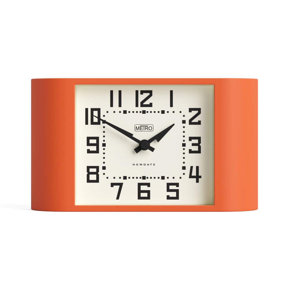 Newgate Mini Metro mantel clock in Pumpkin Orange