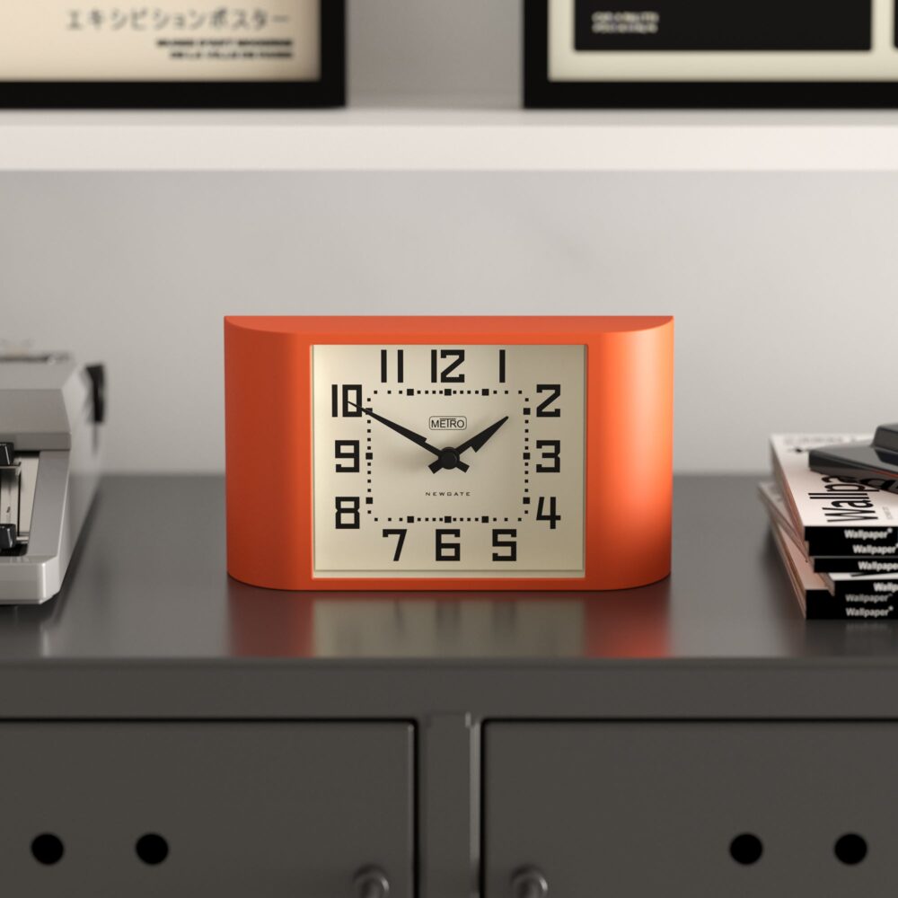 Newgate Mini Metro mantel clock in Pumpkin Orange