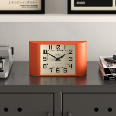 Newgate Mini Metro mantel clock in Pumpkin Orange