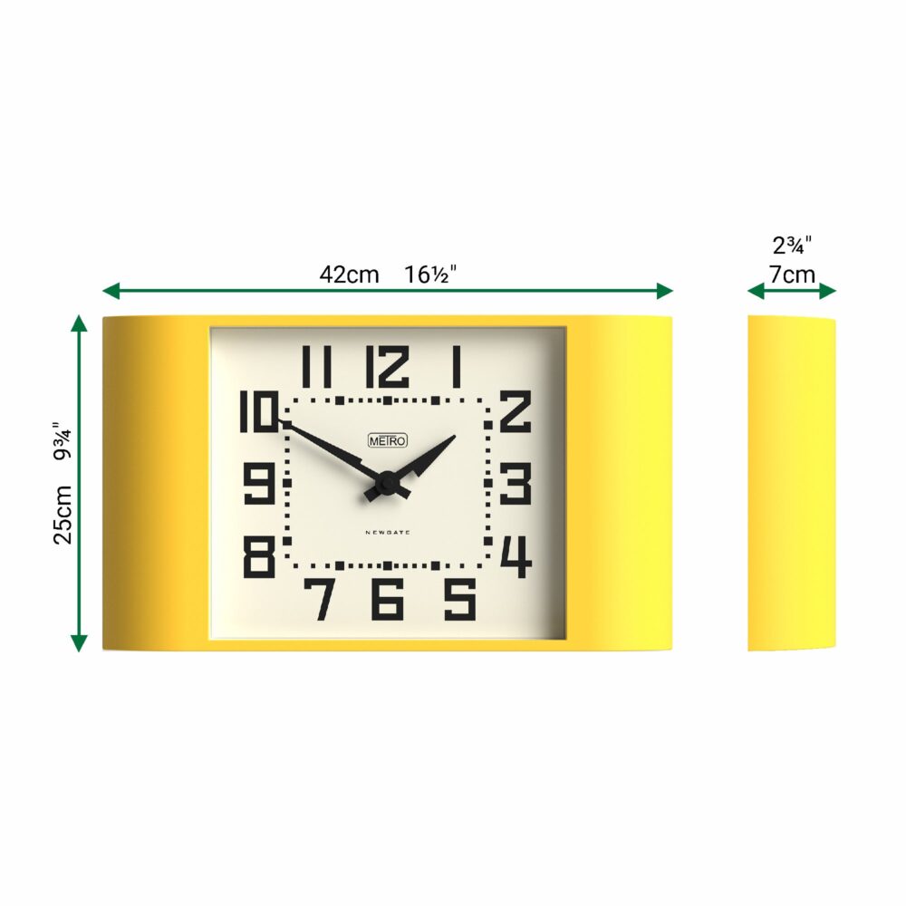 Newgate Metro wall clock in Yellow