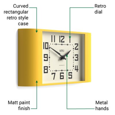 Newgate Metro wall clock in Yellow