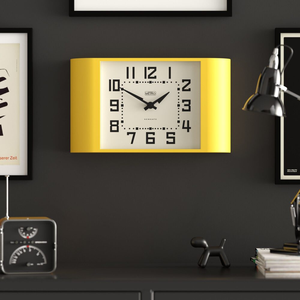 Newgate Metro wall clock in Yellow