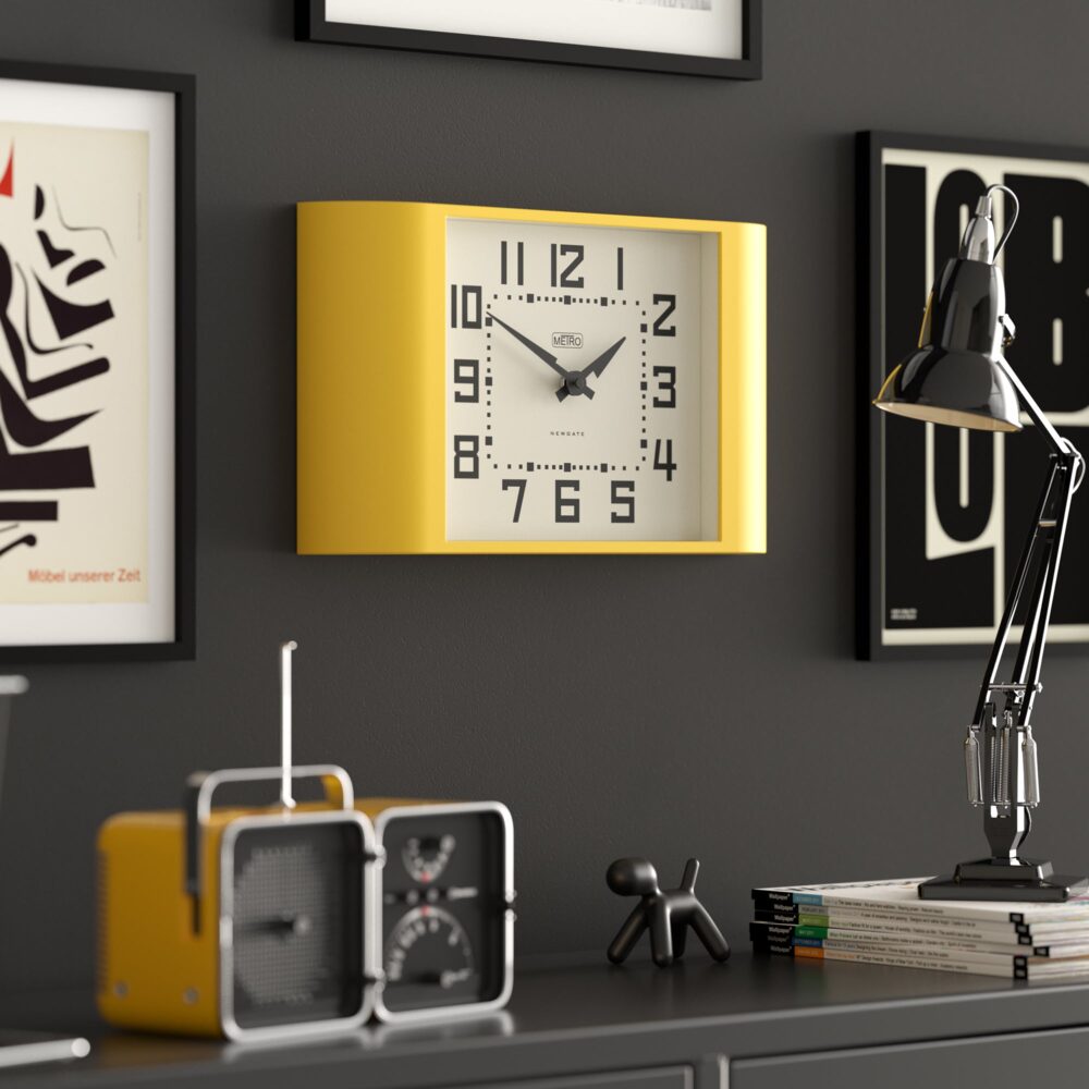 Newgate Metro wall clock in Yellow