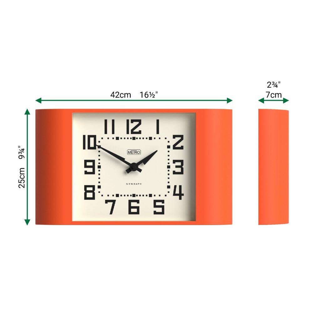 Newgate Metro wall clock in orange