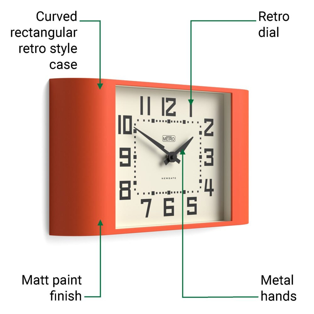 Newgate Metro wall clock in orange