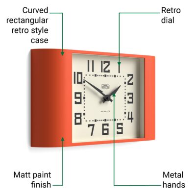 Newgate Metro wall clock in orange