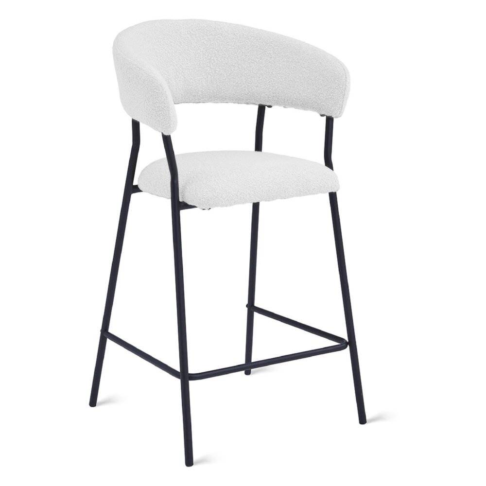 bouclé barkrukken Astra 64 cm ivoor afbeelding 1