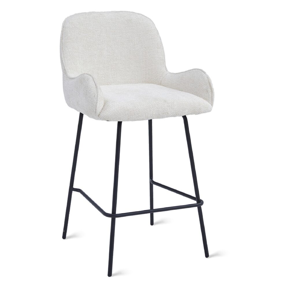 ivoren stoffen barkruk Olli 68 cm afbeelding 1