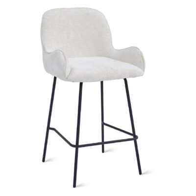 ivoren stoffen barkruk Olli 68 cm afbeelding 1