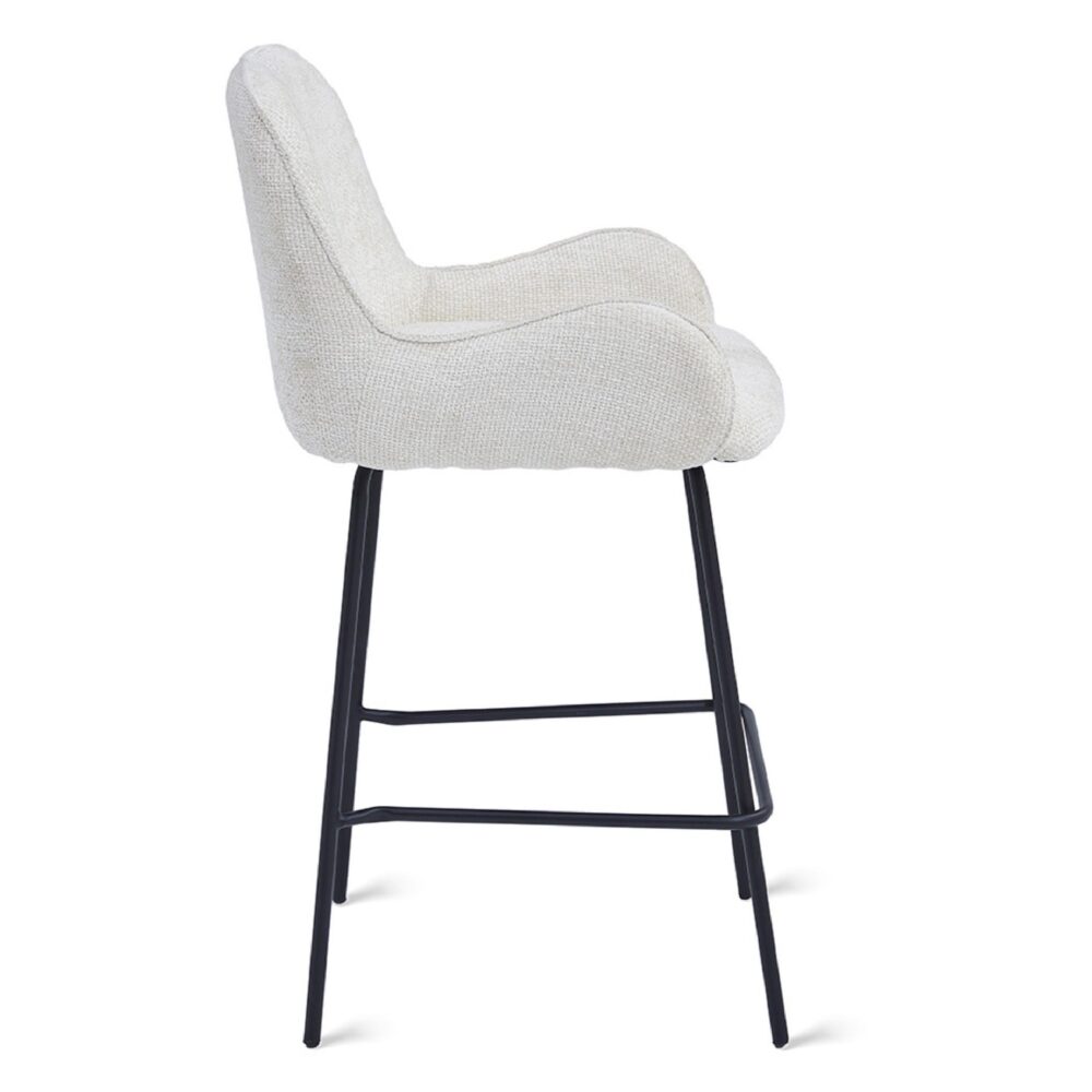 ivoren stoffen barkruk Olli 68 cm afbeelding 3