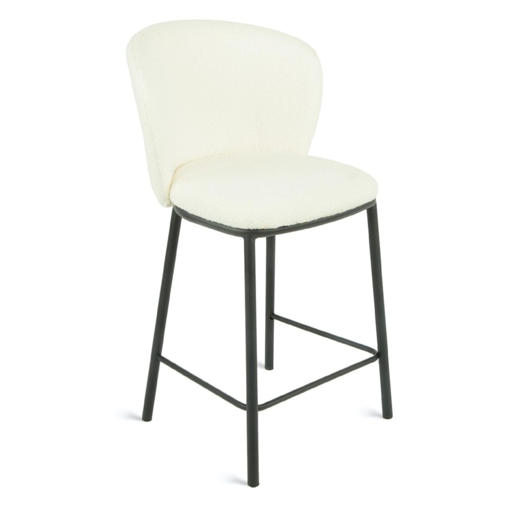 bouclé barkrukken ivoor 65 cm afbeelding 1