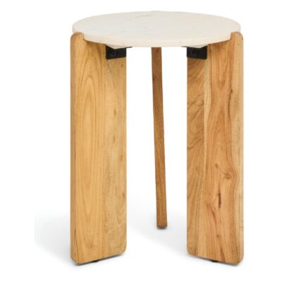 marmeren bijzettafel Frion rond lichtbruin afbeelding 3