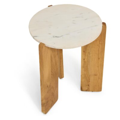 marmeren bijzettafel Frion rond lichtbruin afbeelding 2