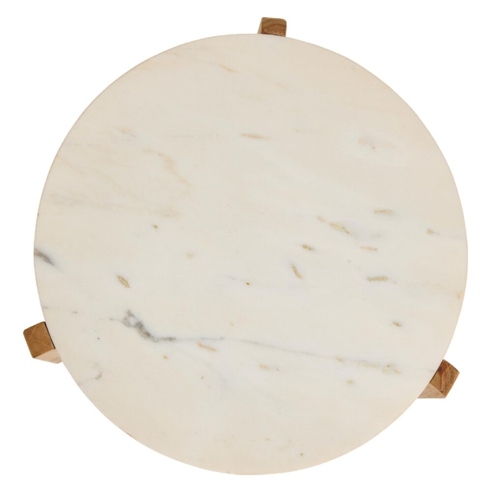 marmeren bijzettafel Frion rond lichtbruin afbeelding 4