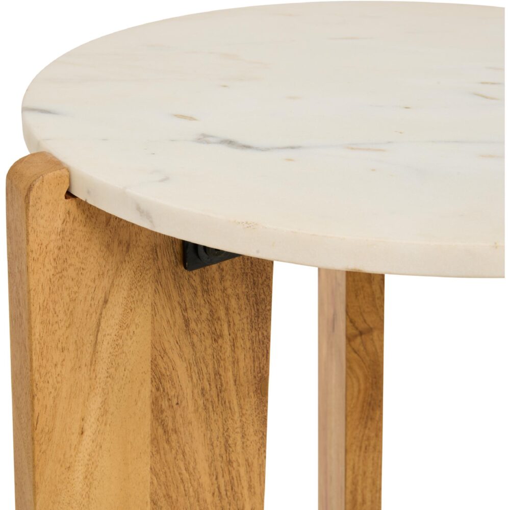 marmeren bijzettafel Frion rond lichtbruin afbeelding 5