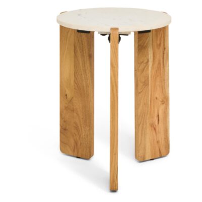 marmeren bijzettafel Frion rond lichtbruin afbeelding 1