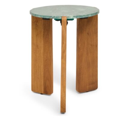 marmeren bijzettafel Frion rond walnoot afbeelding 1