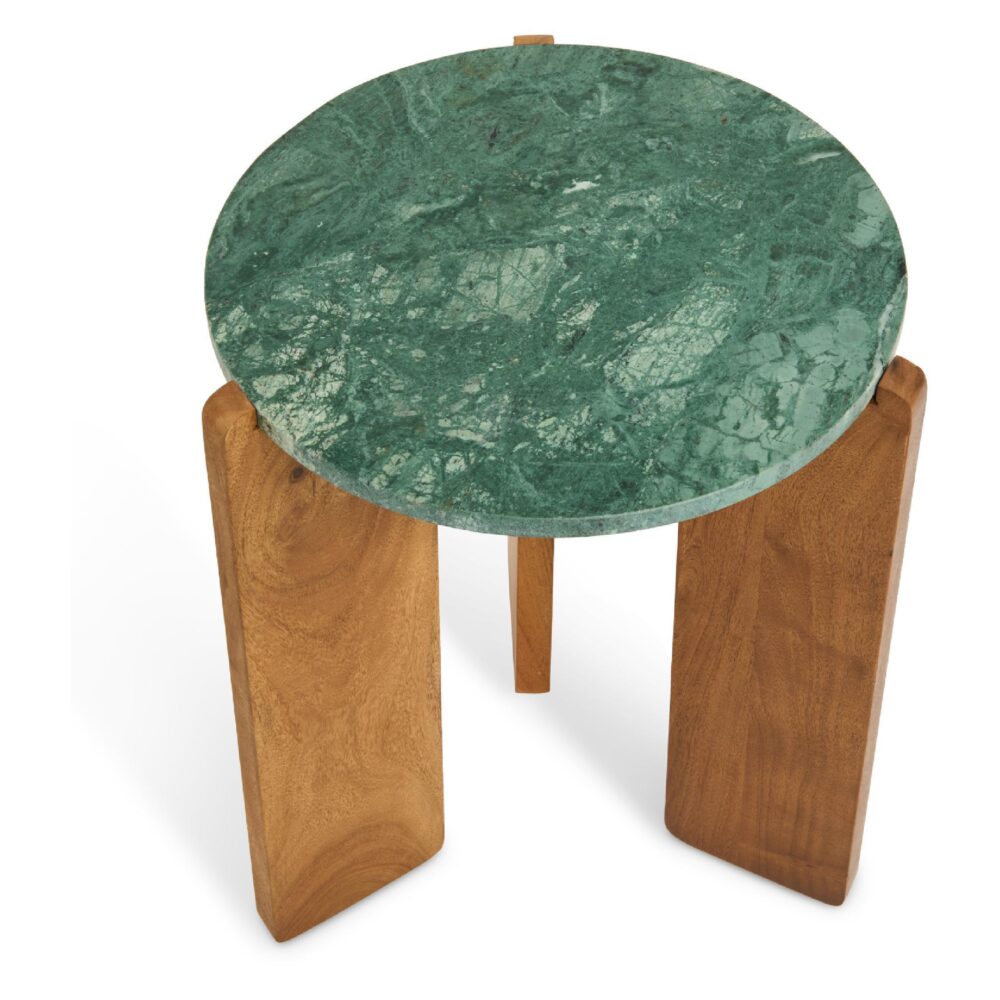 marmeren bijzettafel Frion rond walnoot afbeelding 3