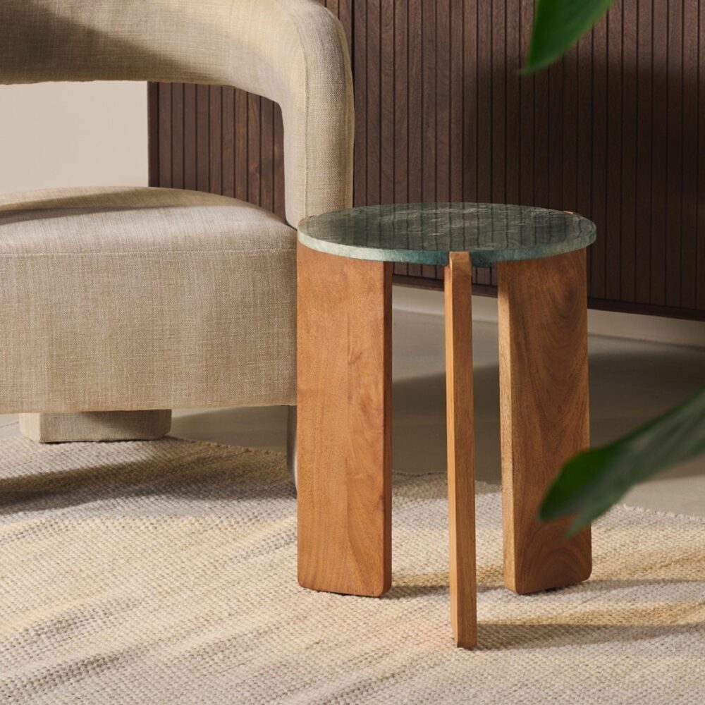 marmeren bijzettafel Frion rond walnoot afbeelding 5