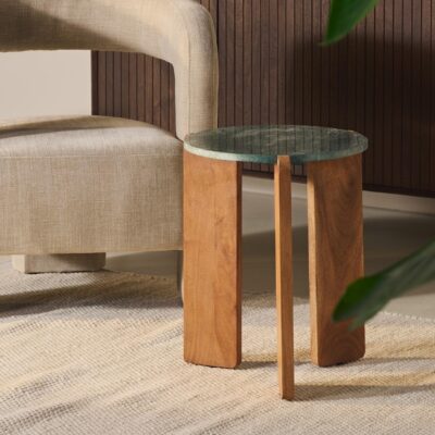 marmeren bijzettafel Frion rond walnoot afbeelding 5