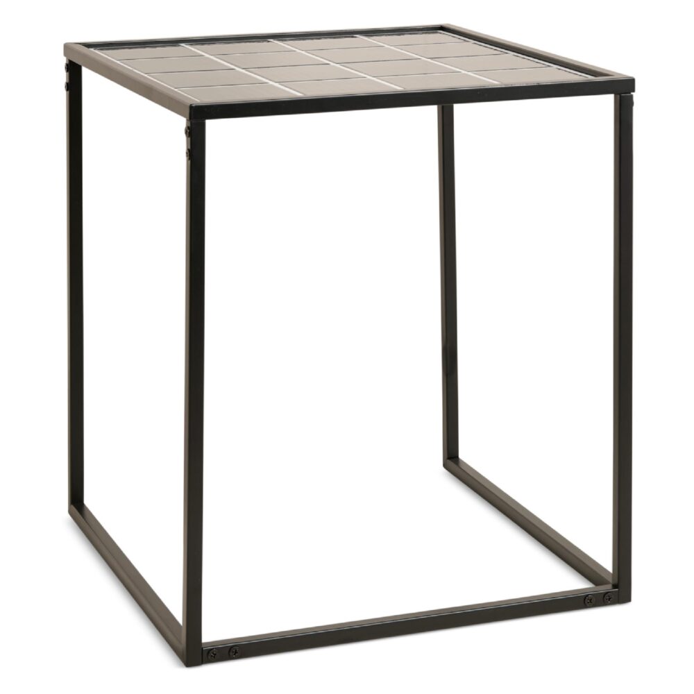 zwarte metalen vierkante bijzettafel 44x44 cm afbeelding 2