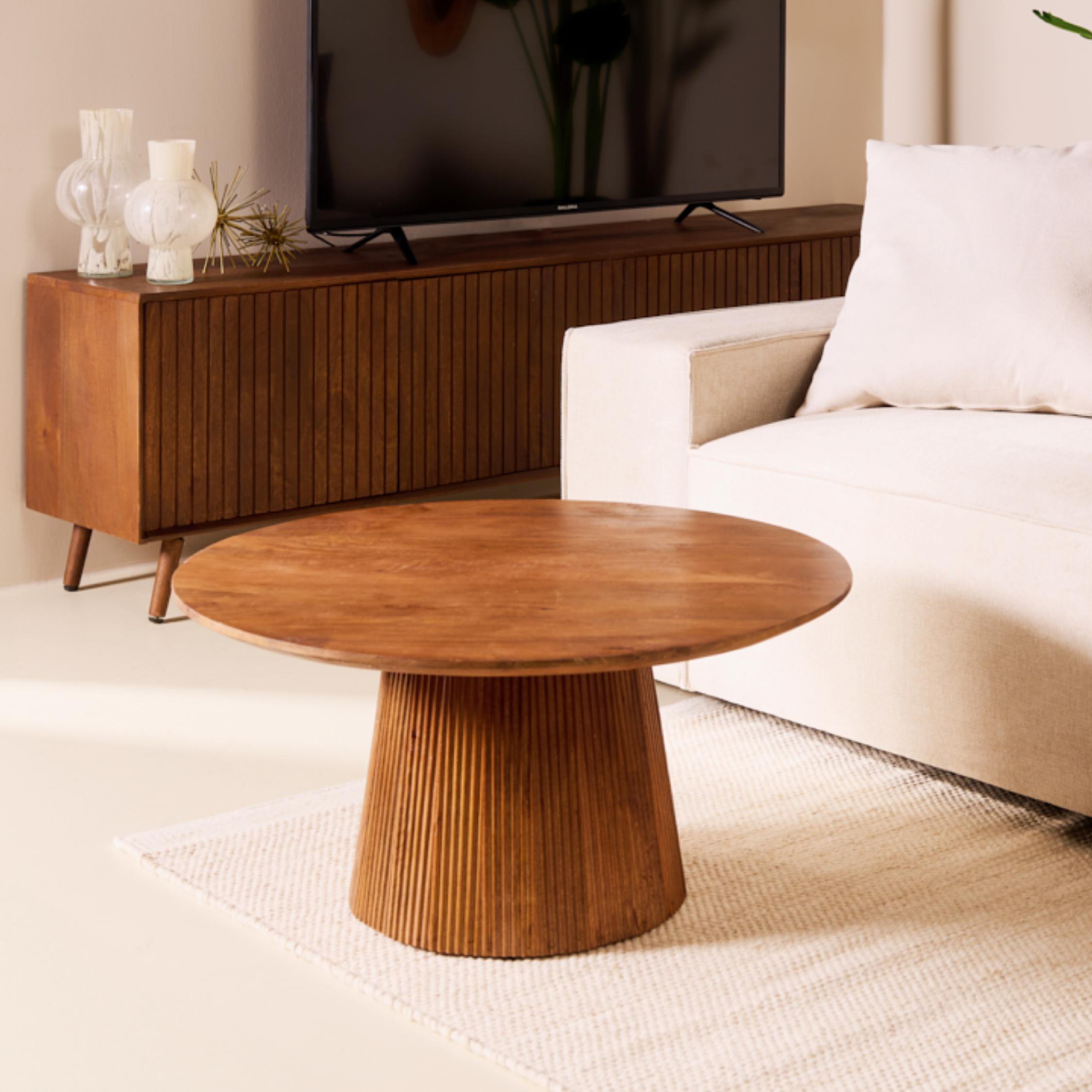 ronde mangohouten bijzettafel Nala 80 cm afbeelding 4