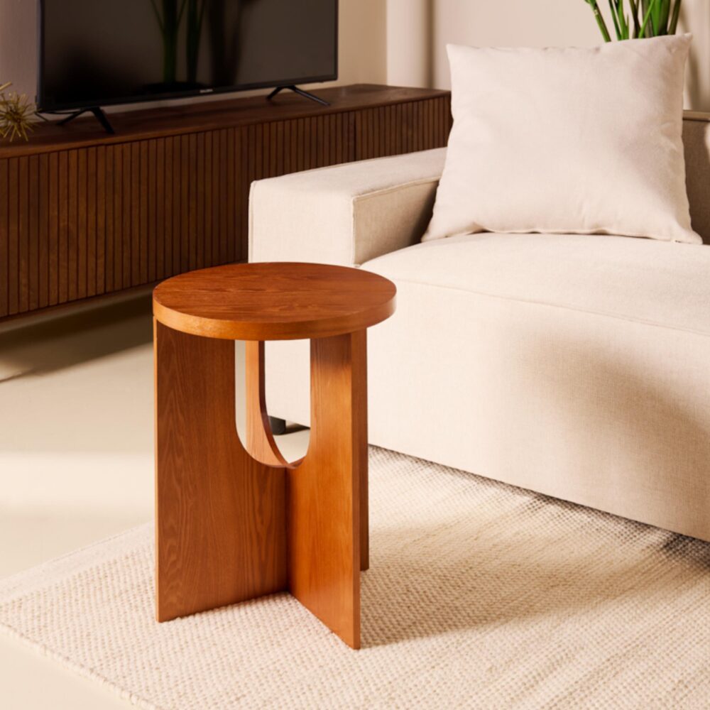 ronde bijzettafel Kavik MDF Ø40 naturel walnoot afbeelding 5