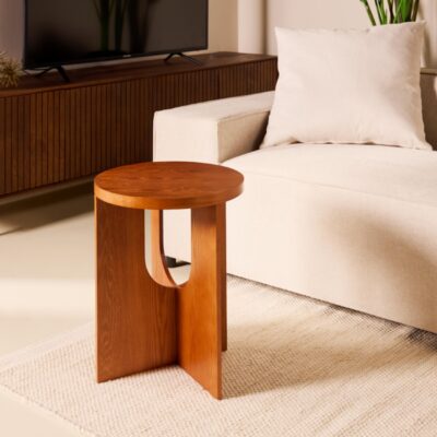 ronde bijzettafel Kavik MDF Ø40 naturel walnoot afbeelding 5