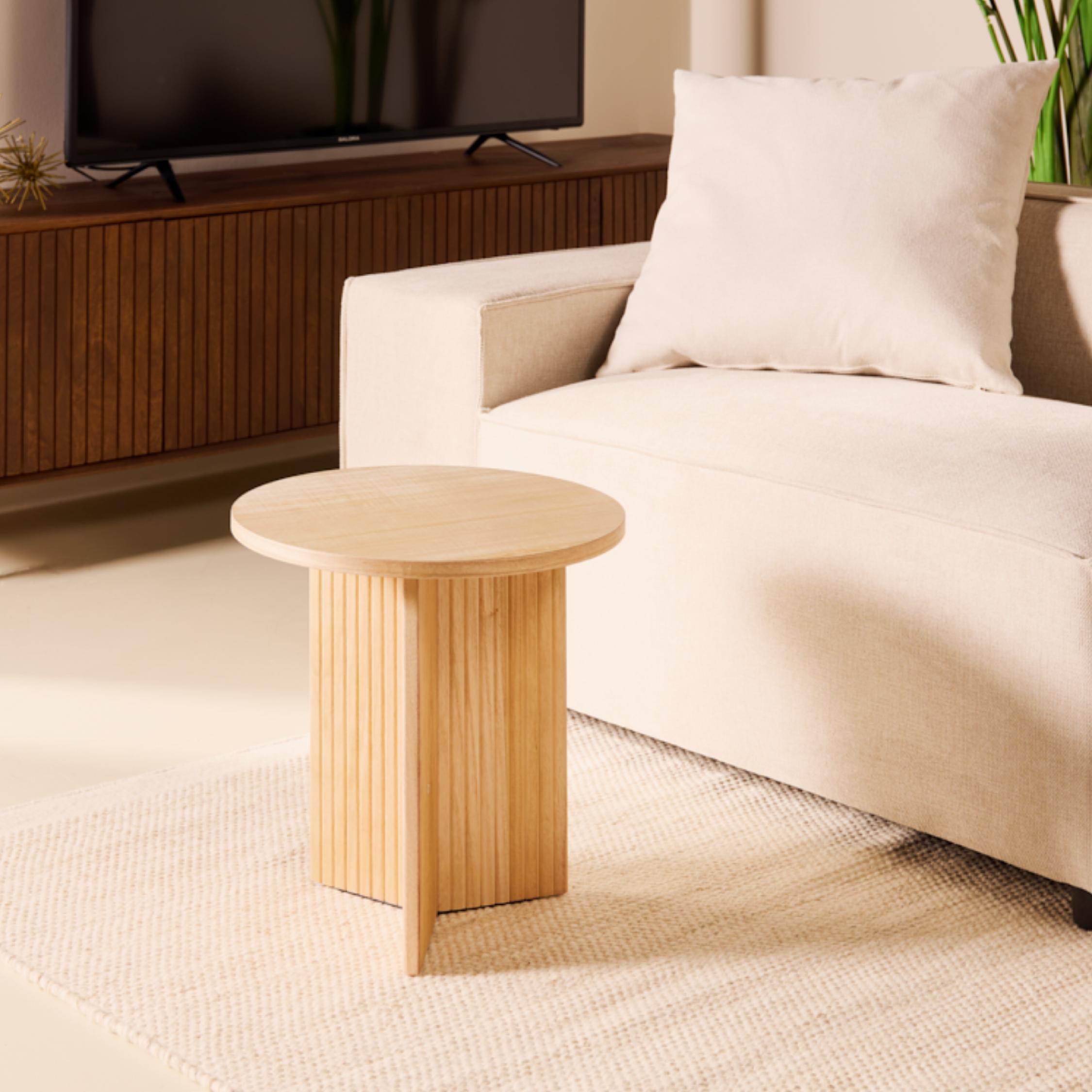 ronde houten bijzettafel mango hout afbeelding 4