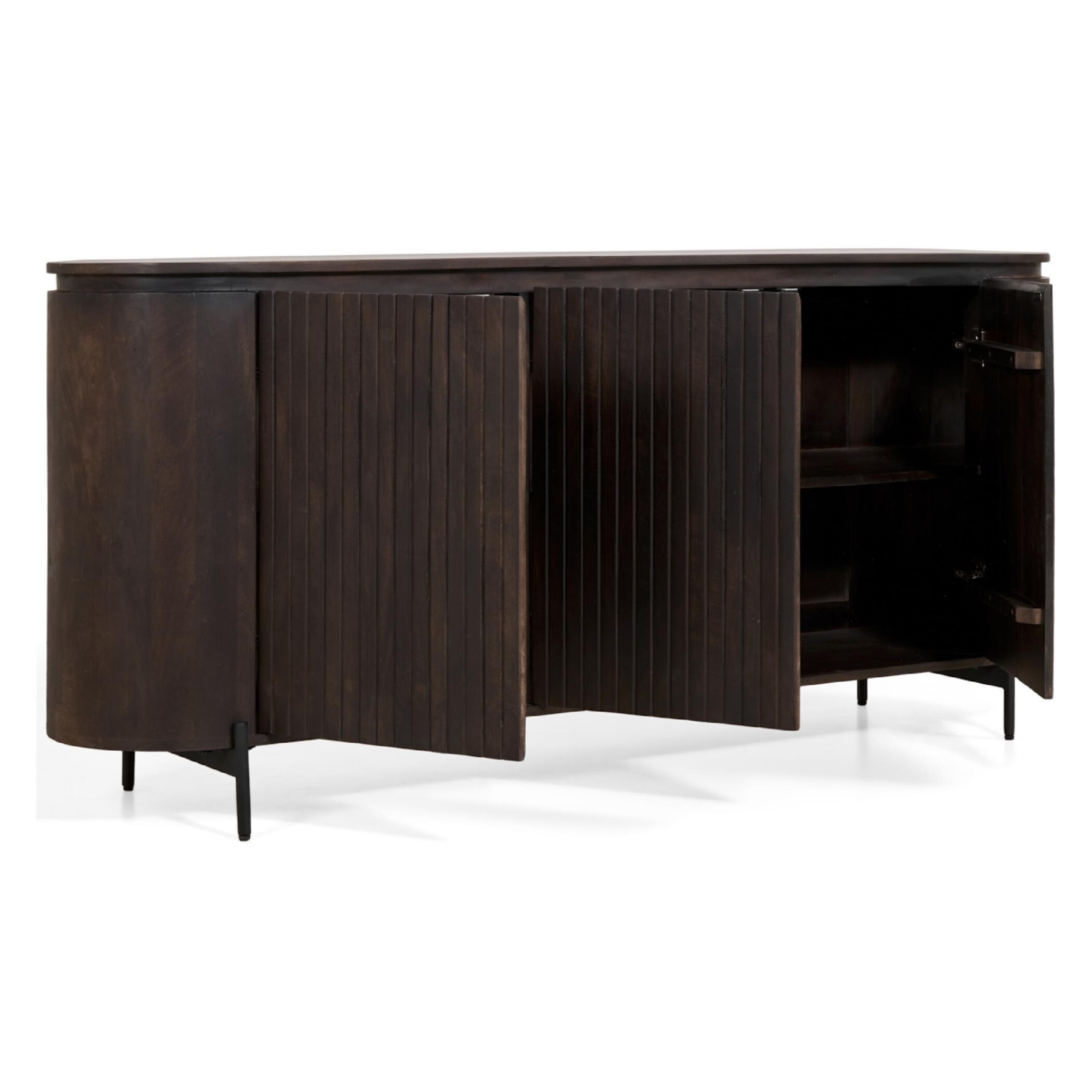 Nest of Nora Mangohouten dressoir Besa - 180x80x40 cm - 3 deuren - Donkerbruin_afb3