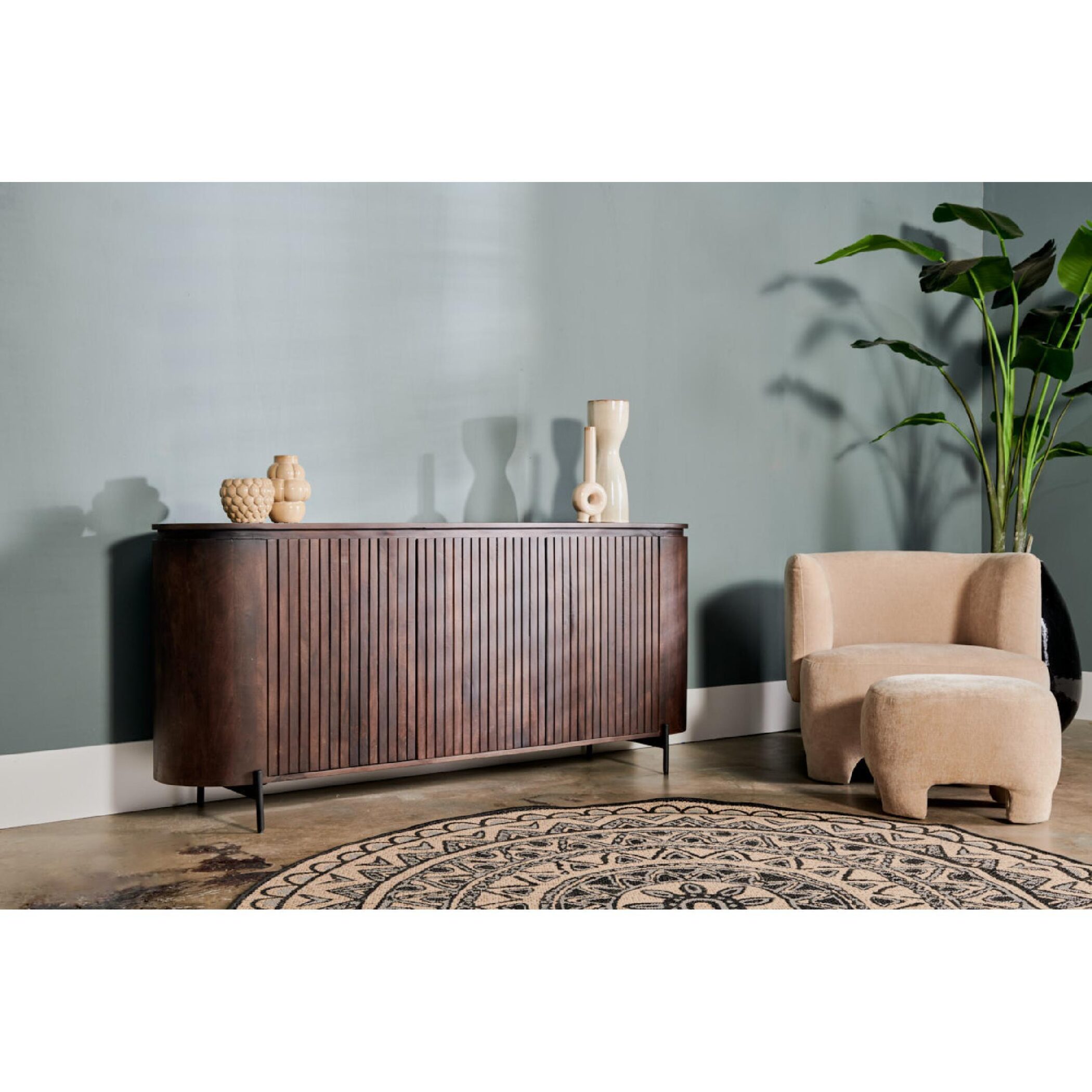 Nest of Nora Mangohouten dressoir Besa - 180x80x40 cm - 3 deuren - Donkerbruin_afb7