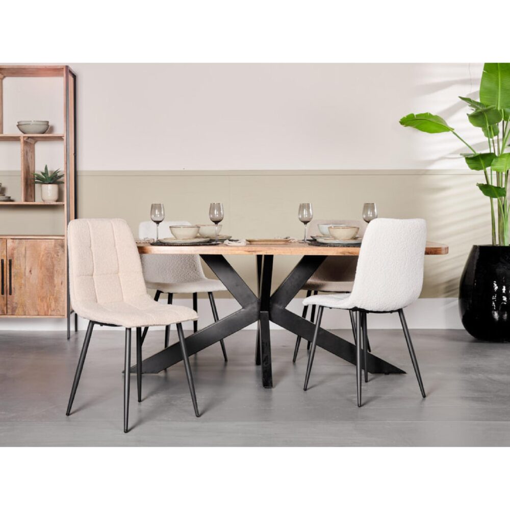 bouclé eetkamerstoelen Noa ivoor afbeelding 9