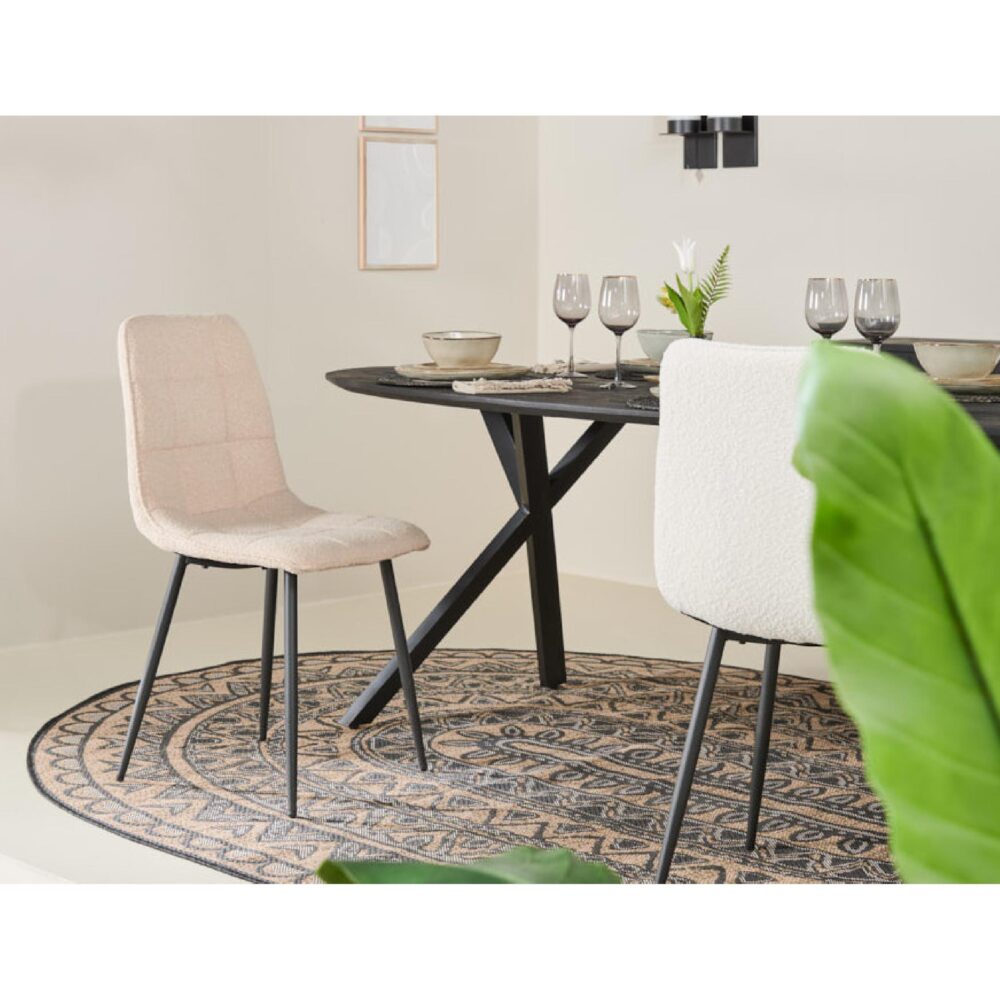 bouclé eetkamerstoelen taupe Noa afbeelding 10