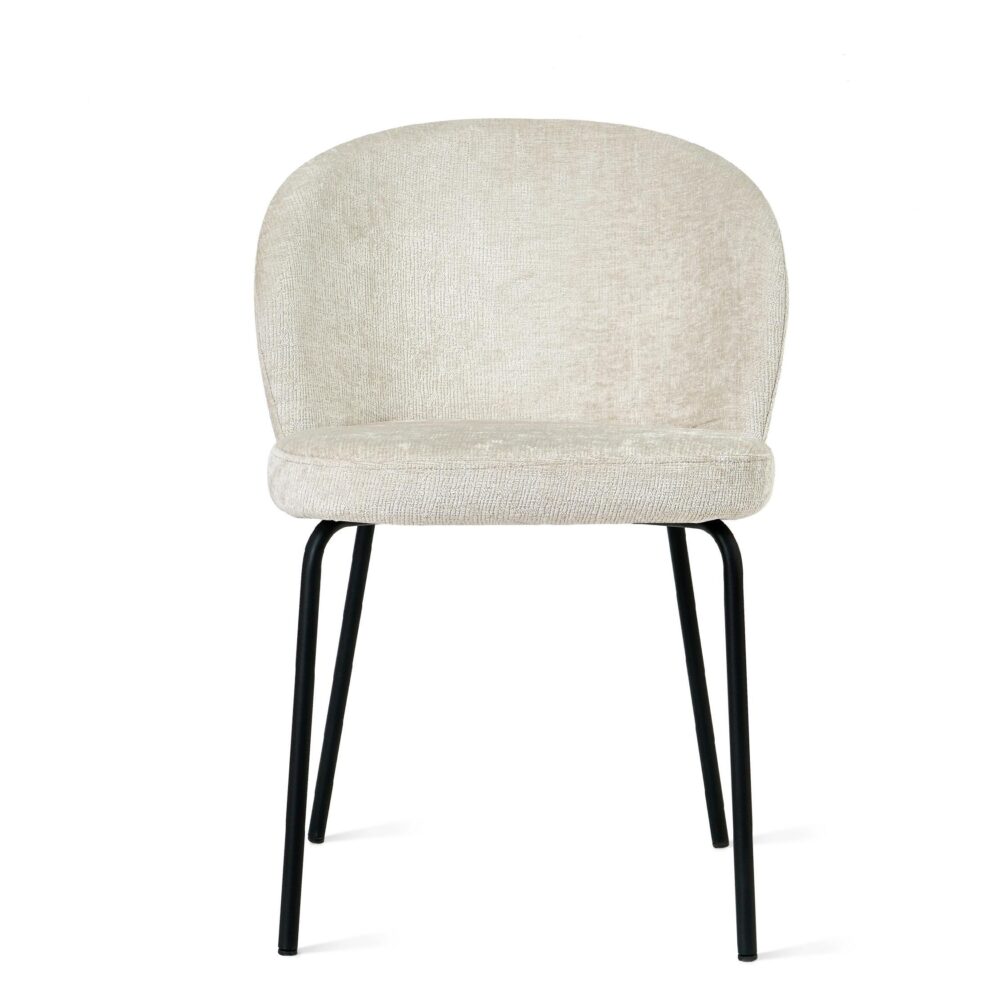 beige stoffen eetkamerstoelen Lilo set van 2 afbeelding 3