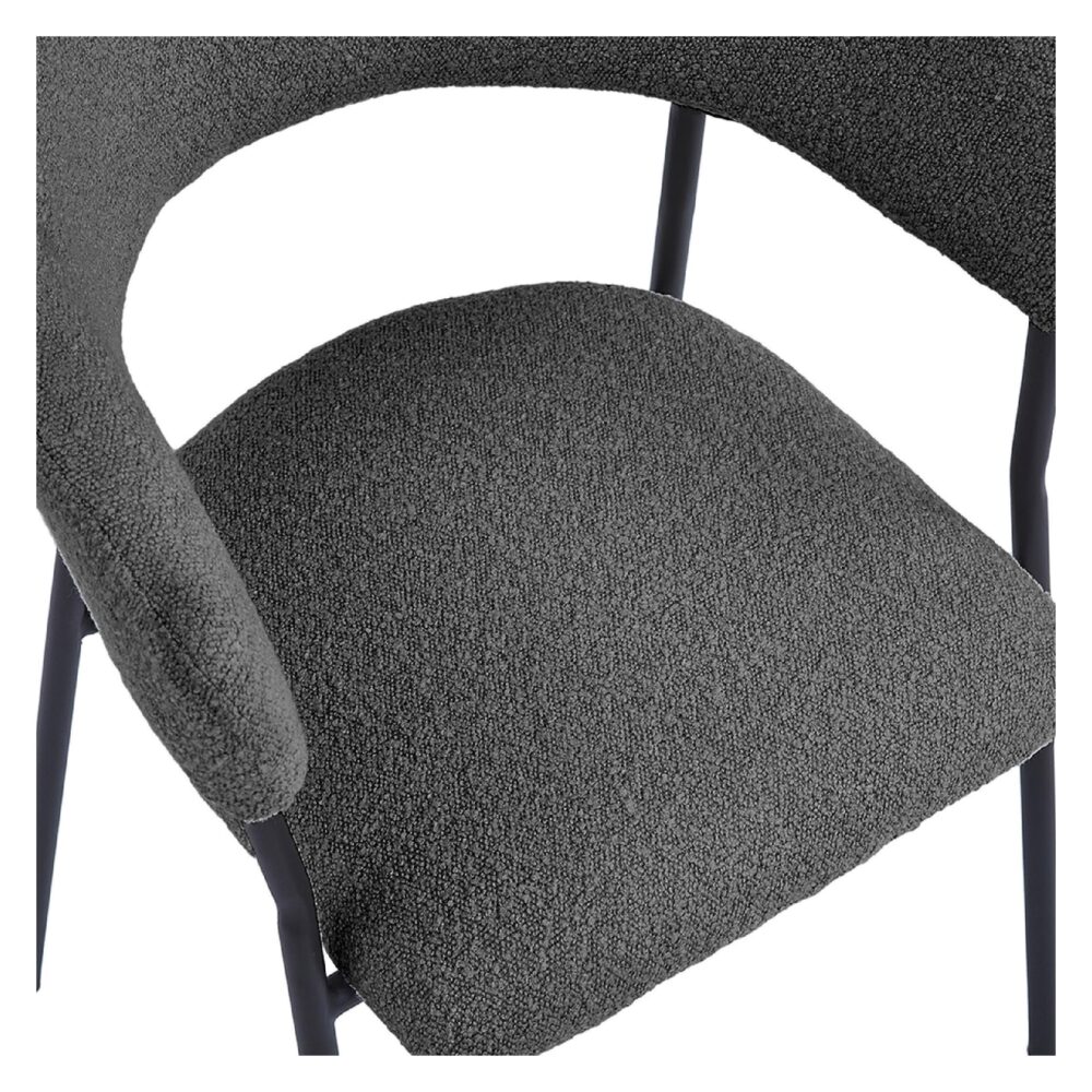 bouclé eetkamerstoelen antraciet Astra afbeelding 3