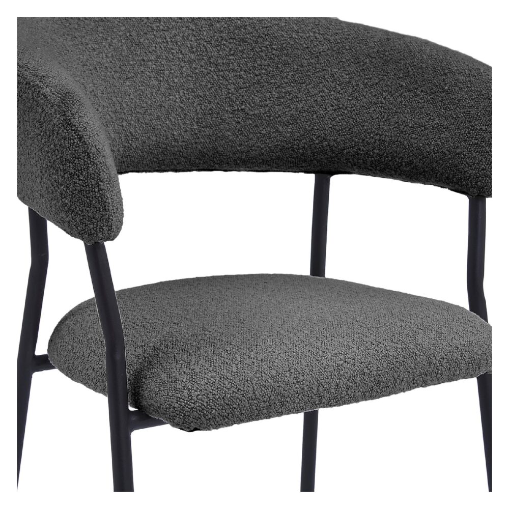 bouclé eetkamerstoelen antraciet Astra afbeelding 2